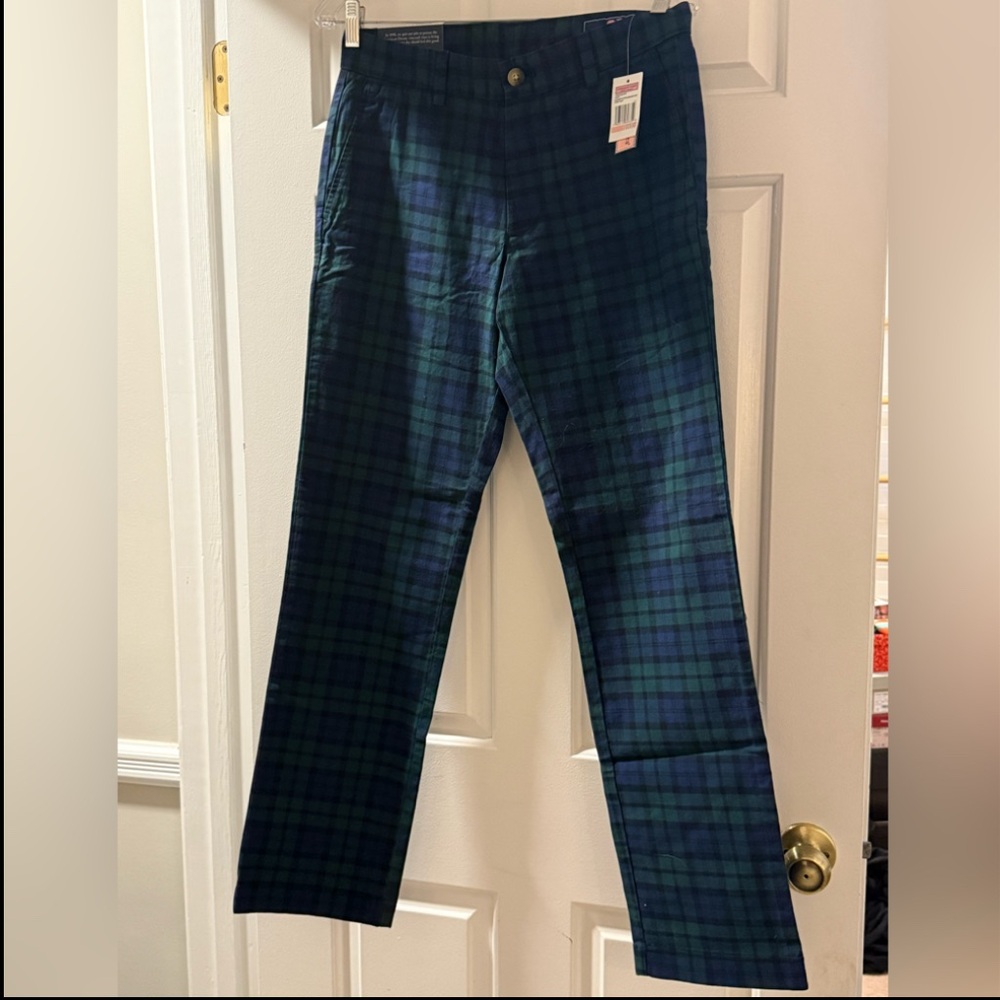NWT Vineyard Vines Men’s Breaker Pants in Black Watch Plaid Sz 28x32